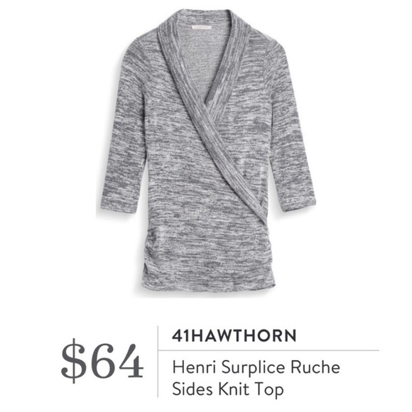 41 hawthorn henri surplice wrap ruched knit top